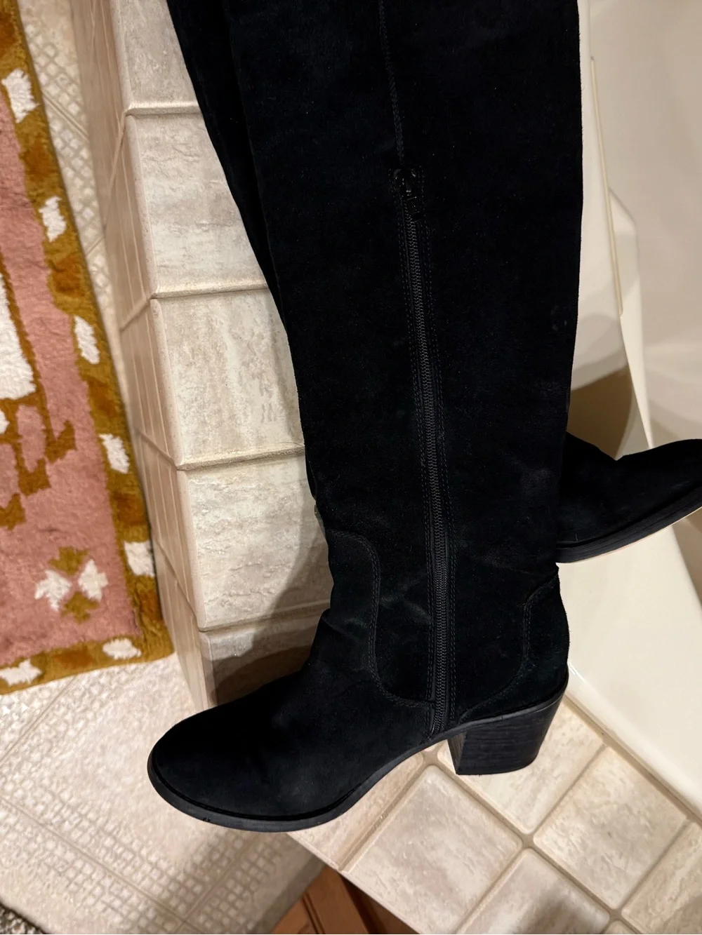 Seychelles Women’s Disguise Black Suede Tall (or Over-the-Knee) Block Heel Boots